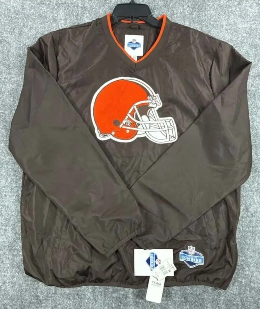 NFL Scouting Combine Cleveland Browns V-Neck Pullover Windbreaker Jacket Large